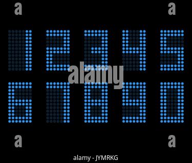 Digitale Tabelle neon Font mit Raster. Vector LED nubmers Stock Vektor