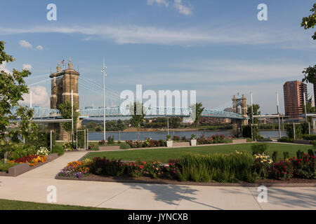 Bild der Hängebrücke in Cincinnati, Ohio. Stockfoto