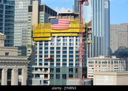 Ein Wolkenkratzer im Bau in Boston, MA Stockfoto