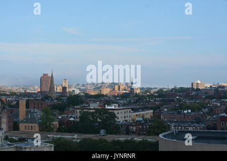 Blick auf die Skyline von oben gesehen. Stockfoto