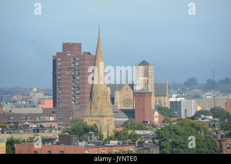 Blick auf die Skyline von oben gesehen. Stockfoto