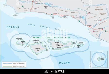 Karte der Channel Islands National Park Stock Vektor