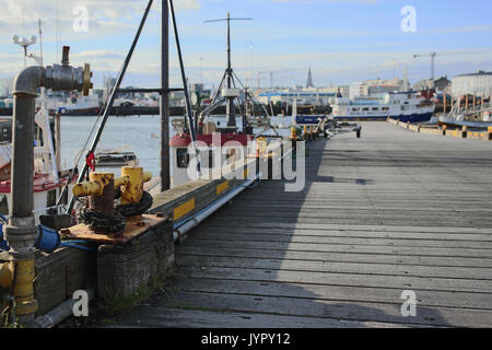 Blick auf den Hafen von Reykjavik. Stockfoto