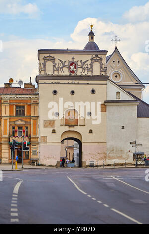 Tor der Morgenröte Blick von einer anderen Seite. Vilnius, Litauen Stockfoto