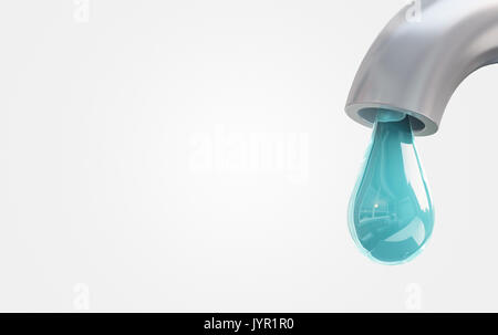 Mit Tropfen Leitungswasser, 3D-Rendering illustration Stockfoto