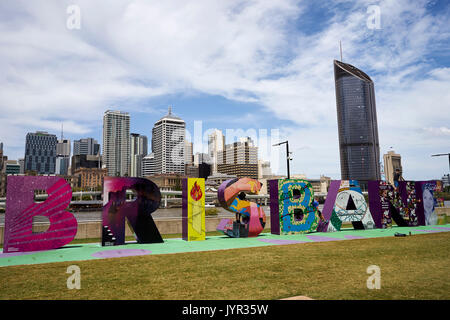 G 20 künstlerische Zeichen in Brisbane, die Southbank Parklands Stockfoto