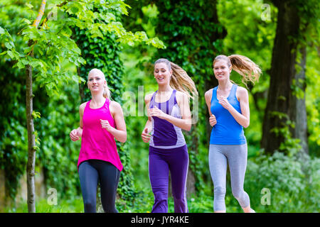 Frauen in den Wald laufen für Sport Stockfoto