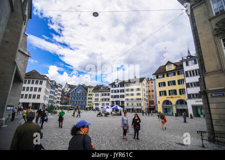 Downtown City Munster Hof Platz Blick von Zürich Schweiz Stockfoto