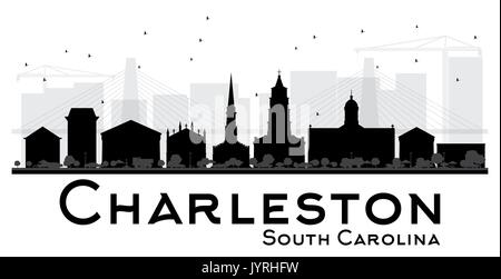 Charleston South Carolina Skyline der Stadt schwarze und weiße Silhouette. Vector Illustration. einfache flache Konzept für Tourismus Präsentation, Banner, Plakat Stock Vektor