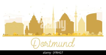 Dortmund City Skyline golden Silhouette. Vector Illustration. einfache flache Konzept für Tourismus Präsentation, Banner, Plakat oder Website. Stadtbild Stock Vektor