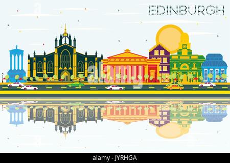 Edinburgh Schottland Skyline mit Farbe Gebäude, blauer Himmel und Reflexionen. Vector Illustration. Business Travel und Tourismus Konzept Stock Vektor