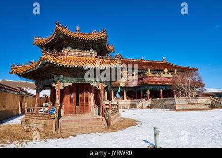 Die Mongolei, Selenge Provinz, das buddhistische Kloster Amarbayasgalant im Winter Stockfoto