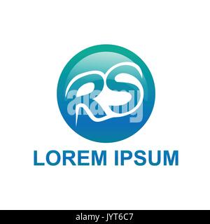 Schreiben RS mit einem Kreis, Icon Design, auf weißem Hintergrund. Stock Vektor