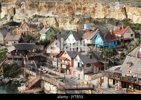 Popeye Village, auch Sweethaven Village - ein Film eingestellt, Malta bekannt Stockfoto