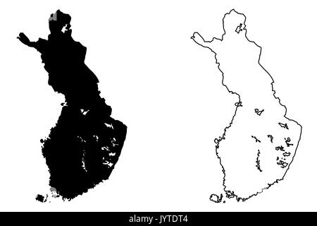 Finnland Karte Vektor-illustration, kritzeln Skizze Finnland Stock Vektor
