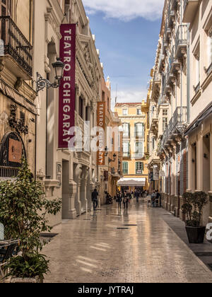 MALAGA, SPANIEN - 09. MÄRZ 2016: Echegaray-Theater in der Calle Echegaray Stockfoto