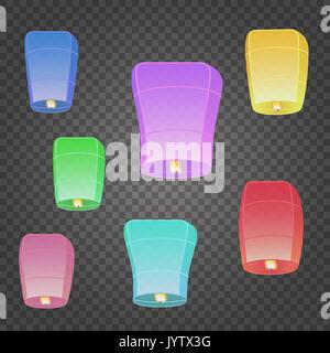 Isolierte chinesische fliegenden Himmelslaternen Stock Vektor