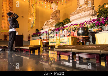 Hunchun, China - 11. August 2017: buddhistische Kloster in Hunchun, Provinz Jilin, China, nahe der Grenze zu Nordkorea und Russland. Stockfoto