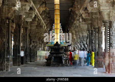 Indien, Ekambareswarar-Tempel in Kanchipuram. Siva Tempel in 1509 Yars gebaut. Tamil Nadu Stockfoto