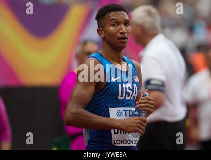 5. August 2017, London Stadium, East London, England; Leichtathletik-WM, Tag 2; Donavan Brazier 6 nd-Serie von 800 Männern Stockfoto