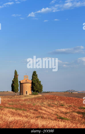 Capella di Vitaleta, Kapelle, Val d'Orcia, Toskana, Italien Stockfoto