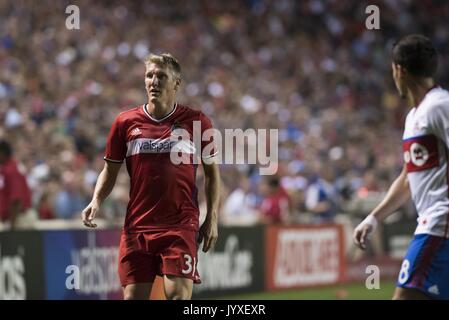 Bridgeview, Illinois, USA. 19 Aug, 2017. Bastian Schweinsteiger (31) des Chicago Feuer während der Fußball Match gegen die Toronto FC. Das Chicago Feuer verloren gegen Toronto FC 3-1 am Toyota Park in Bridgeview Illinois. Credit: Rick Majewski/ZUMA Draht/Alamy leben Nachrichten Stockfoto