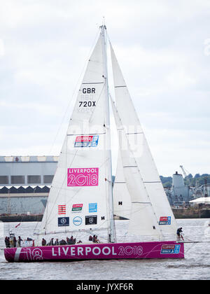 Liverpool, Großbritannien. 20 Aug, 2017. Clipper Segelregatta rund um die Welt beginnt in Liverpool. Credit: ALAN EDWARDS/Alamy leben Nachrichten Stockfoto