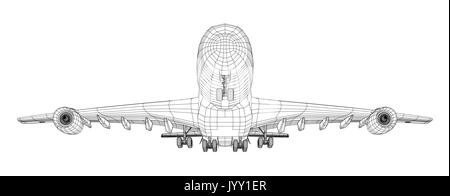Flugzeug in wire-frame Stil Stock Vektor