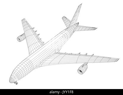 Flugzeug in wire-frame Stil Stock Vektor