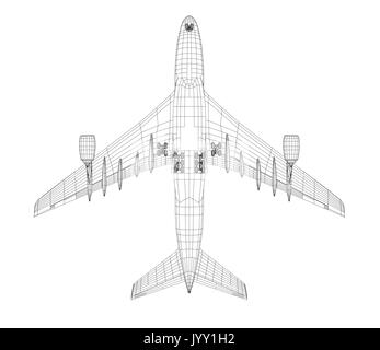 Flugzeug in wire-frame Stil Stock Vektor