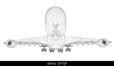 Flugzeug in wire-frame Stil Stock Vektor