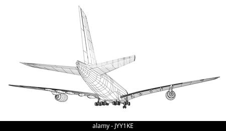 Flugzeug in wire-frame Stil Stock Vektor
