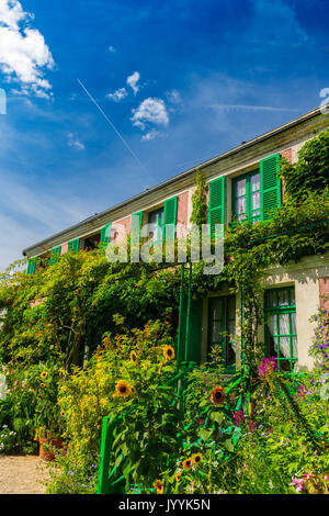 Die Clos Normand Haus von Claude Monet in Giverny, Normandie, Frankreich Stockfoto