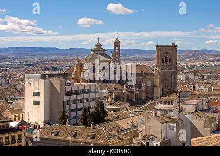 GRANADA, SPANIEN - 10. MÄRZ 2016: Blick auf die Stadt und die Kathedrale Stockfoto