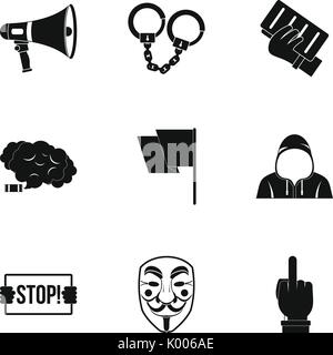 Demonstrant Icon Set, einfachen Stil Stock Vektor