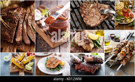 Gegrilltes essen Collage Stockfoto