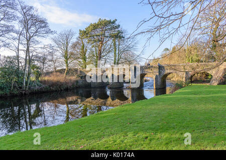 Alte Stein bidge über die sechs Kilometer Wasser in Antrim, Nordirland. Stockfoto