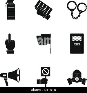 Der demonstrant Icon Set, einfachen Stil Stock Vektor