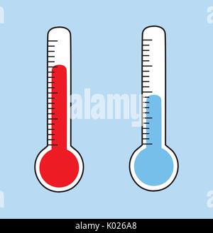 Vector Illustration für Meteorologie Thermometer isoliert. Kälte und Wärme Temperatur. Stock Vektor