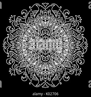 Abstrakte Mandala Ornament für Erwachsene Malbücher. Asiatische Muster. Authentischen Hintergrund schwarz und weiß. Stock Vektor