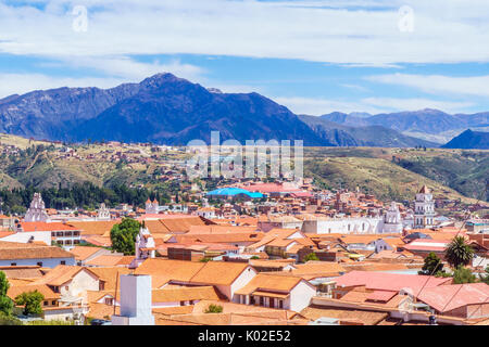 Blick auf das Stadtbild der kolonialen Altstadt von Sucre in Bolivien Stockfoto