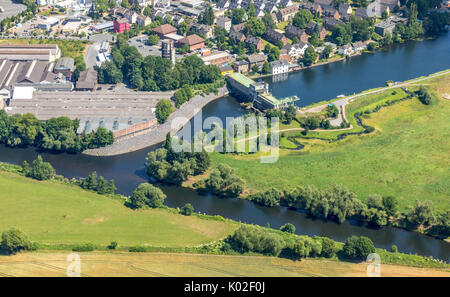 Wasserlauf Kraftwerk am Obergraben, Ruhr, Ruhrgebiet, Energieerzeugung, Wasser, Wetter (Ruhr), Ruhr, Nordrhein-Westfalen, Deutschland, Europa, Stockfoto