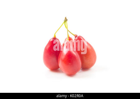 Carneol cherry Früchte auf weißem Hintergrund Stockfoto