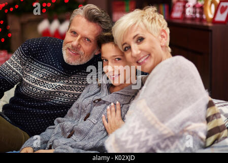Sie scheinen eine sehr freundliche Familie. Stockfoto