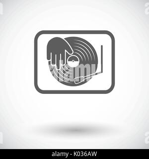 Plattenspieler. Einzelne flache Symbol auf weißem Hintergrund. Vektor-Illustration. Stock Vektor