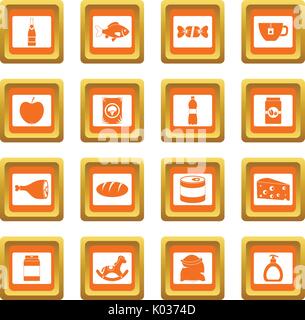 Shop navigation Lebensmittel Icons Set orange Stock Vektor