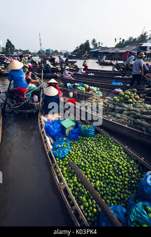 Can Tho, Mekong-Delta, Südvietnam. Phong Dien schwimmenden Markt. Stockfoto