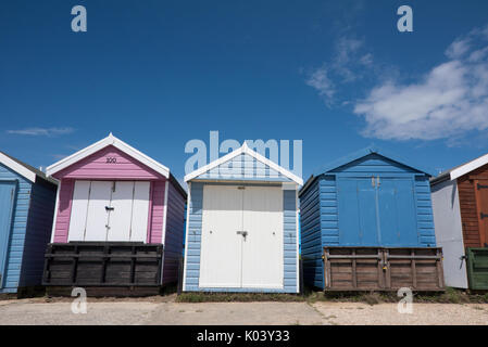 Holzhütten am Brüder Cliff, Christchurch, Dorset, Großbritannien Stockfoto