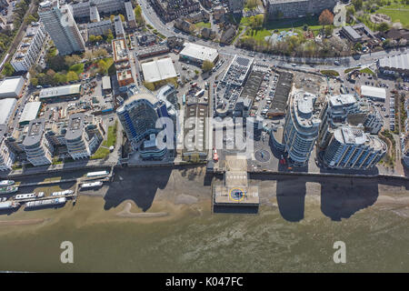 Eine Luftaufnahme von Battersea Heliport, West London Stockfoto