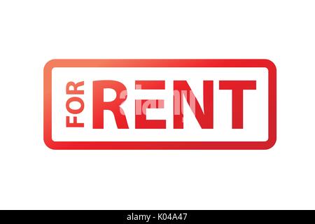 Zu vermieten Schild mit einer Darstellung der Rechteck, Icon Design, auf weißem Hintergrund Stock Vektor
